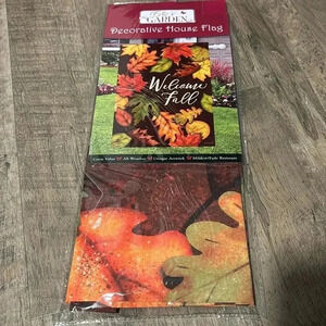 Erin’s Garden house, porch flag  - Welcome Fall, Leaf Time - outdoor decor